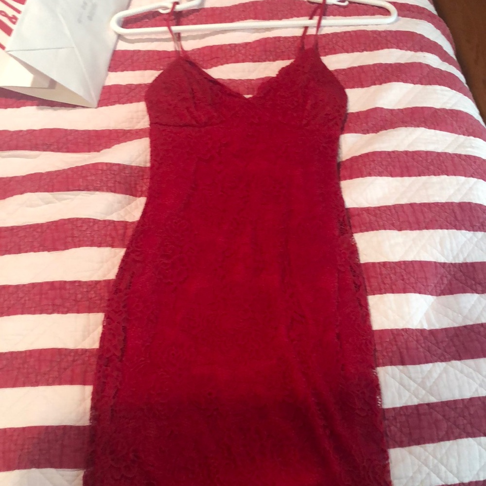 Red Windsor Bodycon Dress with lace details